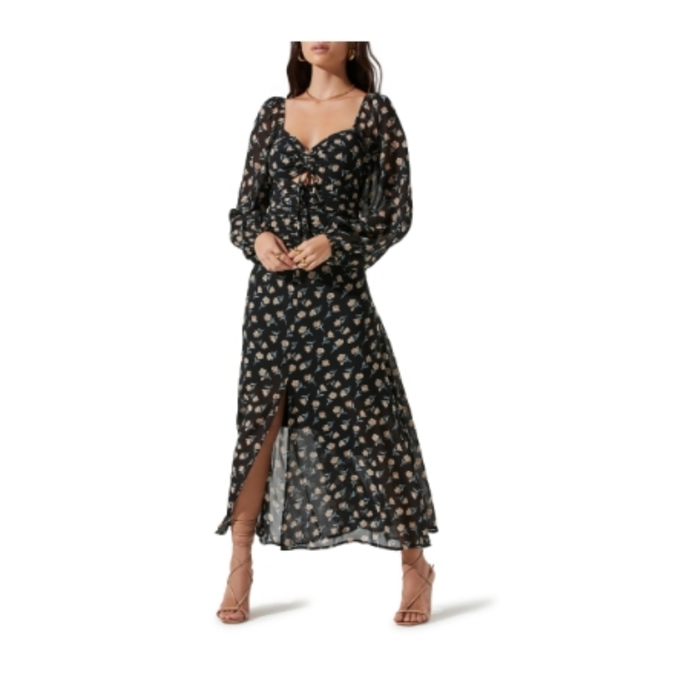 ASTR The Label Sweetheart Neck Long Sleeve MIDI dress 👗